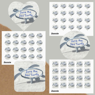 Adesivo Quadrado Salve a Tartaruga do Mar