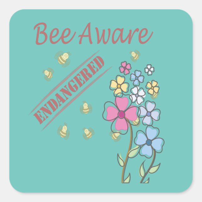 Adesivo Quadrado Salve as abelhas ameaçadas (Frente)