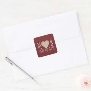 Adesivo Quadrado Salve Date Love Hearde Groom Romântico