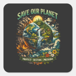 Adesivo Quadrado Salve nosso planeta