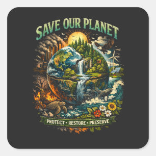 Adesivo Quadrado Salve nosso planeta