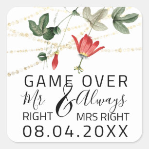 Adesivo Quadrado Salve o casamento Sr. Certo Sempre O Jogo Da Direi