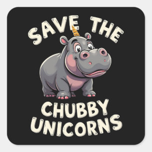 Adesivo Quadrado Salve O Chubby Unicórns Rhino Animal Rights
