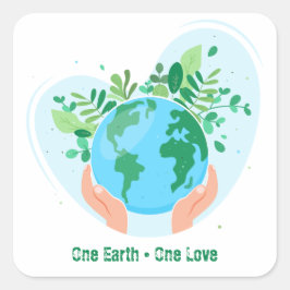 Adesivo Quadrado Salve o Planeta. Uma Terra Um Amor.