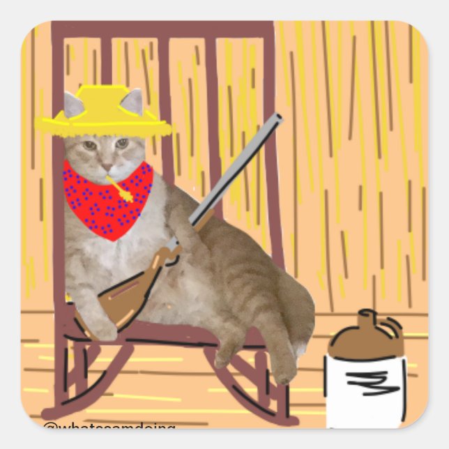 Adesivo Quadrado Sam Le Cat No Trespass Country Cat Sticker (Frente)