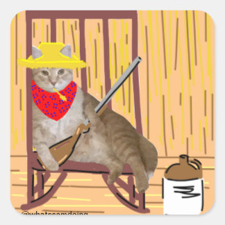 Adesivo Quadrado Sam Le Cat No Trespass Country Cat Sticker