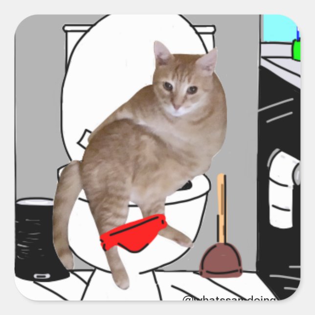 Adesivo Quadrado Sam Le Cat Privacy Por Favor (Frente)