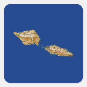 Adesivo Quadrado Samoa Map Sticker