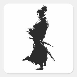 Adesivo Quadrado "Samurai Warrior Sticker - Japonês Ink Art Vinyl