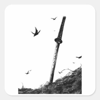 Adesivo Quadrado Samurai Warrior Sticker - Vinil de Tinta Japonesa