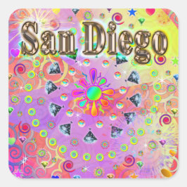 Adesivo Quadrado San Diego Lucky Ouro Sticker