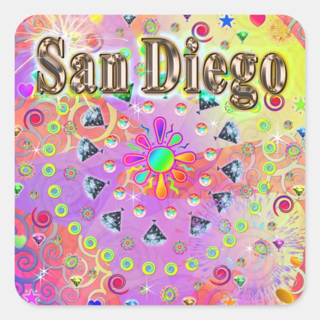 Adesivo Quadrado San Diego Lucky Ouro Sticker (Frente)