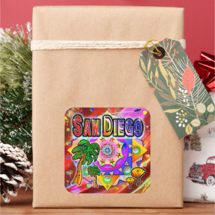 Adesivo Quadrado San Diego Tropical Amigos Sticker