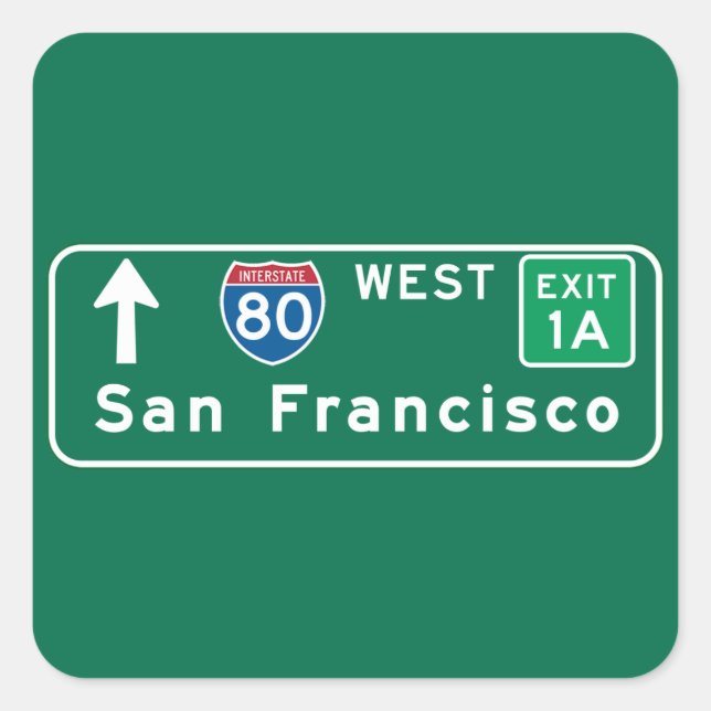 Adesivo Quadrado San Francisco, CA Road Sign (Frente)