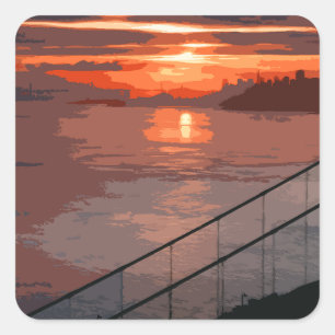 Adesivo Quadrado San Francisco Sunrise Retro