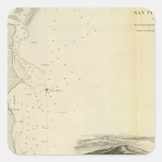 Adesivo Quadrado San Pedro Harbour, Califórnia (Frente)