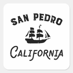 Adesivo Quadrado San Pedro Port of Los Angeles California Tall Ship