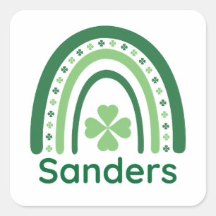 Adesivo Quadrado Sanders Nome Clover Boho Arco-íris