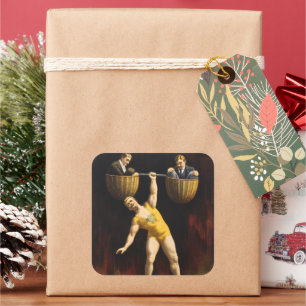 Adesivo Quadrado Sandow Eugen Sandow Vaudeville Weightlifter