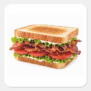 Adesivo Quadrado Sanduíche BLT Isolado em Branco