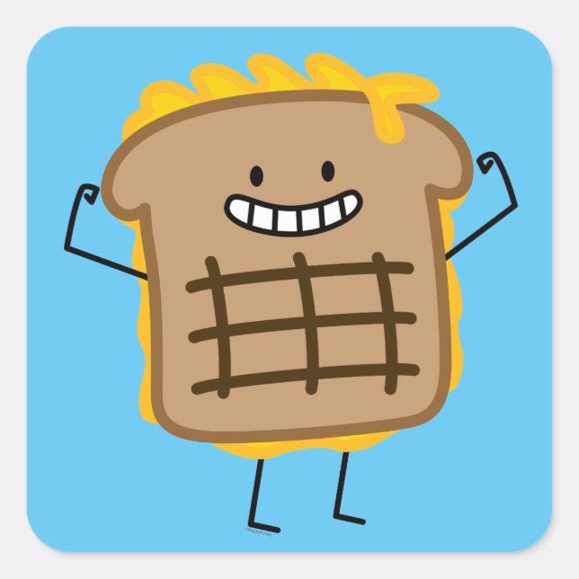 Adesivo Quadrado Sanduíche de Queijo grelhado Cheddar Torrado Pão (Frente)