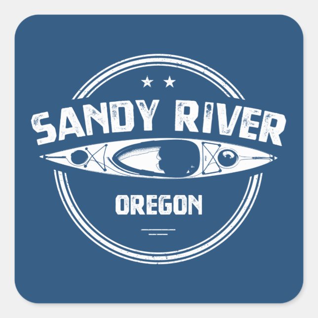 Adesivo Quadrado Sandy River Oregon Kayaking (Frente)