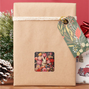 Adesivo Quadrado Sangue de Primavera de coelhinhos de galinha