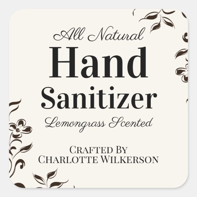 Adesivo Quadrado Sanitizador de Mão Personalizado para Presentes ou (Frente)