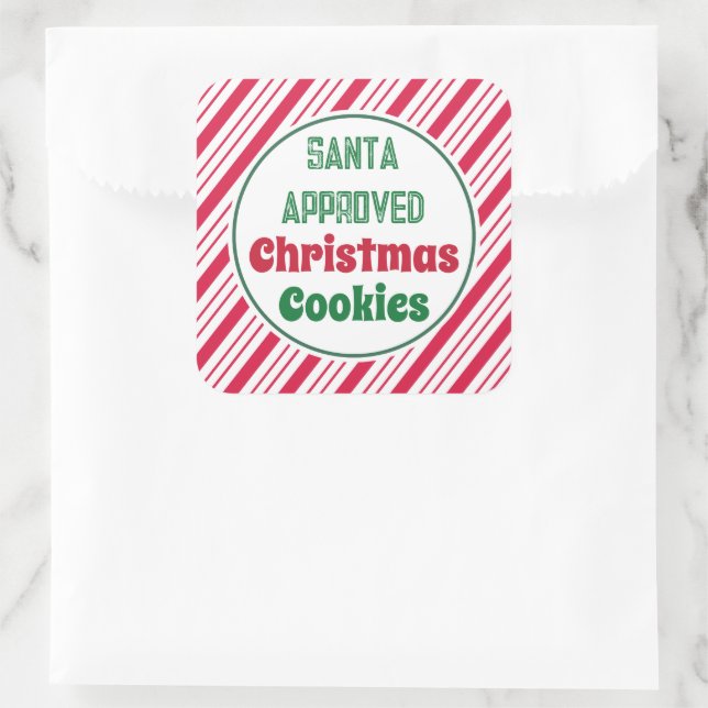 Adesivo Quadrado Santa Approved Christmas Cookies Stickers  (Bolsa)