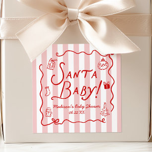 Adesivo Quadrado Santa Baby! Natal Caprichoso Chá de Bebê