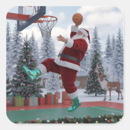 Adesivo Quadrado Santa Basketball Sticker