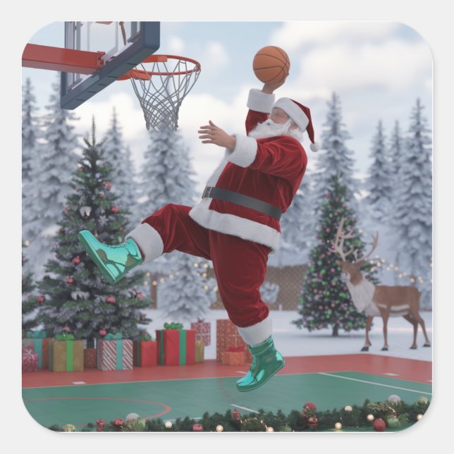 Adesivo Quadrado Santa Basketball Sticker (Frente)