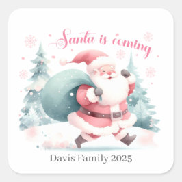 Adesivo Quadrado Santa Christmas Square Stickers
