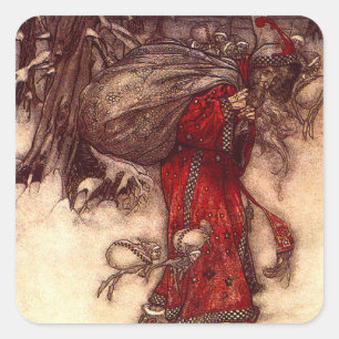 Adesivo Quadrado Santa Claus Arthur Rackham