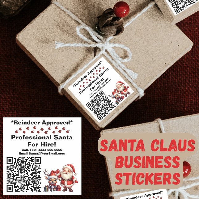 Adesivo Quadrado Santa Claus Business Card  (Santa Claus Business Stickers)