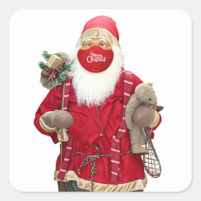 Adesivo Quadrado Santa Claus Face Mask (Frente)