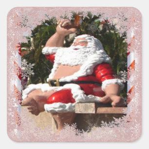 Adesivo Quadrado Santa Claus Hawaii