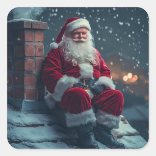 Adesivo Quadrado Santa Claus Stickers