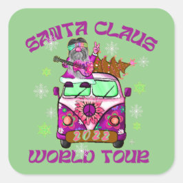 Adesivo Quadrado SANTA CLAUS WORLD TOUR engraçado estilo 70