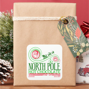 Adesivo Quadrado Santa Clause Chocolate Quente do Polo Norte