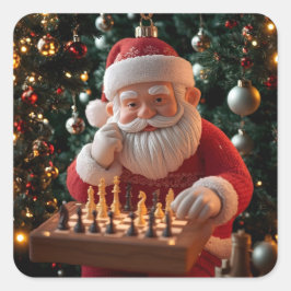Adesivo Quadrado Santa’s Next Move – Funny Chess Christmas Sticker