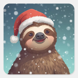 Adesivo Quadrado Santa Sloth, Stickers