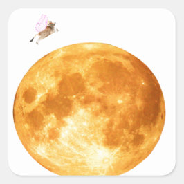 Adesivo Quadrado Santa Vaca Passa Sobre Os Selos De Envelope Da Lua