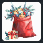 Adesivo Quadrado Santas Christmas Bag<br><div class="desc">Crie adesivos personalizados para cada ocasião! De envios especiais e reservas para atividades infantis e projetos DIY,  você encontrará esses adesivos como excelente para tantos usos. Adicione seus próprios designs,  padrões,  texto e imagens!</div>