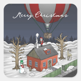 Adesivo Quadrado Santa's Hot Air Balloon