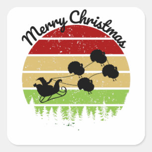 Adesivo Quadrado Santas Sleigh puxada por perus