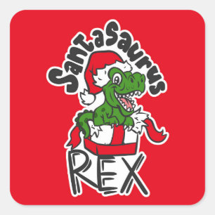 Adesivo Quadrado Santasaurus Rex