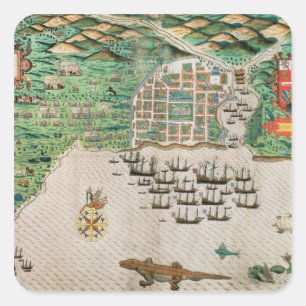 Adesivo Quadrado Santiago, Cabo Verde, 1589 2