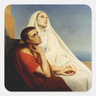 Adesivo Quadrado Santo Agostinho e Santa Mônica