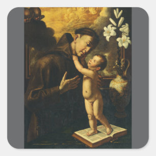 Adesivo Quadrado Santo António de Lisboa com o Menino Jesus